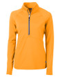 Cutter & Buck Adapt Recycled Soft Knit Stretch Womens Half Zip Pullover Orange Burst Mannequin