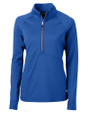 Cutter & Buck Adapt Recycled Soft Knit Stretch Womens Half Zip Pullover Tour Blue Mannequin