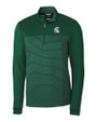 Michigan State Spartans Cutter & Buck Traverse Stretch Eco Stripe Quarter Zip Mens Pullover Hunter Green Mannequin