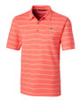 Miami Hurricanes Cutter & Buck Forge Epic Confidence Recycled Heathered Stripe Stretch Mens Polo College Orange Mannequin
