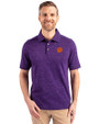 Clemson Tigers Cutter & Buck Advantage Tri-Blend Space Dye Mens Polo Dark College Purple Front