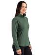 Green Bay Packers Historic Cutter & Buck Prospect Recycled Featherlight Stretch Womens Quarter Zip Hunter Green Side