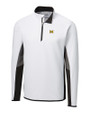 Michigan Wolverines Cutter & Buck Traverse Colorblock Stretch Quarter Zip Mens Pullover White Mannequin
