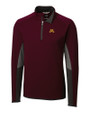 Minnesota Golden Gophers Cutter & Buck Traverse Colorblock Stretch Quarter Zip Mens Pullover Bordeaux Mannequin