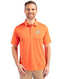 Clemson Tigers Cutter & Buck Forge Pencil Stripe Stretch Mens Polo College Orange Front