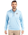 North Carolina Tar Heels Cutter & Buck Stealth Heathered Quarter Zip Mens Pullover Atlas Light Blue Front