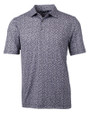 Cutter & Buck Pike Magnolia Print Stretch Mens Polo Black/Polished Mannequin