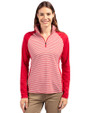 Cutter & Buck Forge Tonal Stripe Stretch Half Zip Womens Top Cardinal Red Front