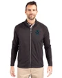 Miami Marlins City Connect- Cutter & Buck Adapt Recycled Soft Knit Stretch Mens Big & Tall Hybrid Full Zip Jacket Black Front