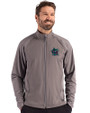 Miami Marlins City Connect- Cutter & Buck Adapt Recycled Soft Knit Stretch Mens Big & Tall Hybrid Full Zip Jacket Elemental Grey Front