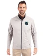 Miami Marlins City Connect- Cutter & Buck Adapt Recycled Soft Knit Stretch Mens Big & Tall Hybrid Full Zip Jacket Polished Medium Gray Front