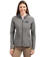 Washington Nationals City Connect- Cutter & Buck Adapt Recycled Soft Knit Stretch Womens Hybrid Full Zip Jacket Elemental Grey Front
