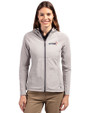Houston Astros City Connect- Cutter & Buck Adapt Recycled Soft Knit Stretch Womens Hybrid Full Zip Jacket Polished Medium Gray Front