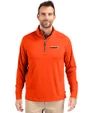 Houston Astros City Connect- Cutter & Buck Adapt Recycled Soft Knit Stretch  Mens Quarter Zip Pullover  College Orange Front