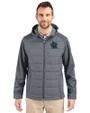 Miami Marlins City Connect- Cutter & Buck Evoke Epic Versatility Recycled Hybrid Softshell Mens Big & Tall Full Zip Hooded Jacket Elemental Grey Front