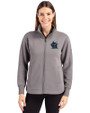 Miami Marlins City Connect- Cutter & Buck Roam Recycled Buttery-Soft Knit Womens Full Zip Jacket Elemental Grey Front