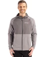 Houston Astros City Connect- Cutter & Buck Peshastin Recycled Grid Fleece Mens Hybrid Hooded Full Zip Jacket Elemental Grey Heather Front