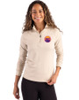 Colorado Rockies City Connect- Cutter & Buck Coastline Recycled Double Peached Womens Quarter Zip Pullover Wheat Front