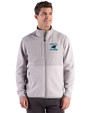 Carolina Panthers Historic Cutter & Buck Hunts Point Recycled Fleece Mens Hybrid Full Zip Jacket
 Polished Medium Gray Front