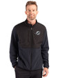 Miami Dolphins Mono Cutter & Buck Hunts Point Recycled Fleece Mens Hybrid Full Zip Jacket
 Black Front
