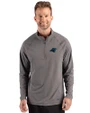 Carolina Panthers Cutter & Buck Prospect Recycled Featherlight Stretch Mens Quarter Zip Elemental Grey Front