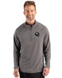 Denver Broncos NFL Helmet Cutter & Buck Prospect Recycled Featherlight Stretch Mens Quarter Zip Elemental Grey Front