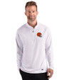 Cleveland Browns Helmet Cutter & Buck Prospect Recycled Featherlight Stretch Mens Quarter Zip White Front