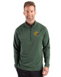 Green Bay Packers NFL Helmet Cutter & Buck Prospect Recycled Featherlight Stretch Mens Quarter Zip Hunter Green Front