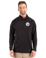 Pittsburgh Steelers Cutter & Buck Prospect Recycled Featherlight Stretch Mens Quarter Zip Black Front