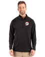 Miami Dolphins Historic Cutter & Buck Prospect Recycled Featherlight Stretch Mens Quarter Zip Black Front