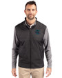 Miami Marlins City Connect- Cutter & Buck Stealth Recycled Hybrid Quilted Mens Windbreaker Jacket Black Front