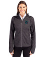 Miami Marlins City Connect- Cutter & Buck Mainsail Sweater-Knit Womens Full Zip Hooded Jacket Charcoal Heather Front