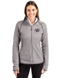 Washington Nationals City Connect- Cutter & Buck Mainsail Sweater-Knit Womens Full Zip Hooded Jacket Polished Heather Front