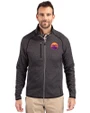 Colorado Rockies City Connect- Cutter & Buck Mainsail Sweater-Knit Mens Full Zip Jacket Charcoal Heather Front