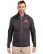 Colorado Rockies City Connect- Cutter & Buck Mainsail Sweater-Knit Mens Full Zip Jacket Charcoal Heather Front