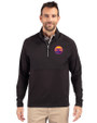 Colorado Rockies City Connect- Cutter & Buck Adapt Recycled Soft Knit Stretch Mens Hybrid Quarter Zip Pullover  Black Front