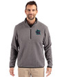 Miami Marlins City Connect- Cutter & Buck Cascade Epic Comfort Recycled Sherpa Fleece Mens Quarter Zip Jacket Elemental Grey/Black Front