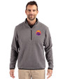 Colorado Rockies City Connect- Cutter & Buck Cascade Epic Comfort Recycled Sherpa Fleece Mens Quarter Zip Jacket Elemental Grey/Black Front