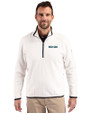 Boston Red Sox City Connect- Cutter & Buck Cascade Epic Comfort Recycled Sherpa Fleece Mens Quarter Zip Jacket Shell/Navy Blue Front