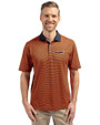 Houston Astros City Connect- Cutter & Buck Virtue Recycled Micro Stripe Featherlight Pique Mens Polo College Orange/Navy Blue Front