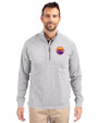 Colorado Rockies City Connect- Cutter & Buck Adapt Recycled Soft Knit Stretch Mens Big & Tall Heathered Quarter Zip Pullover Polished Heather Front