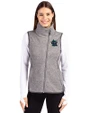 Miami Marlins City Connect- Cutter & Buck Mainsail Sweater-Knit Womens Full Zip Asymmetrical Vest Polished Heather Front