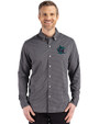 Miami Marlins City Connect- Cutter & Buck Skyline Recycled Gingham Mens Big & Tall Long Sleeve Button Down  Dress Shirt Black/Elemental Grey Front