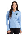 Carolina Panthers Historic Cutter & Buck Forge Recycled Four-Way Stretch Womens Quarter Zip Pullover Dark Atlas Heather Front