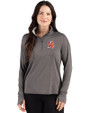 Tampa Bay Buccaneers Historic Cutter & Buck Forge Recycled Four-Way Stretch Womens Quarter Zip Pullover Dark Black Heather Front