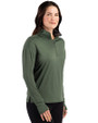 New York Jets Historic Cutter & Buck Forge Recycled Four-Way Stretch Womens Quarter Zip Pullover Dark Hunter Heather Side