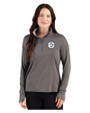 Pittsburgh Steelers Mono Cutter & Buck Forge Recycled Four-Way Stretch Womens Quarter Zip Pullover Dark Black Heather Front