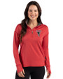 Atlanta Falcons Historic - Cutter & Buck Forge Recycled Four-Way Stretch Womens Quarter Zip Pullover Cardinal Red Heather Front