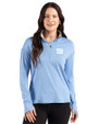 New York Giants Monochromatic Cutter & Buck Forge Recycled Four-Way Stretch Womens Quarter Zip Pullover Dark Atlas Heather Front