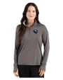 New York Giants NFL Helmet Cutter & Buck Forge Recycled Four-Way Stretch Womens Quarter Zip Pullover Dark Black Heather Front